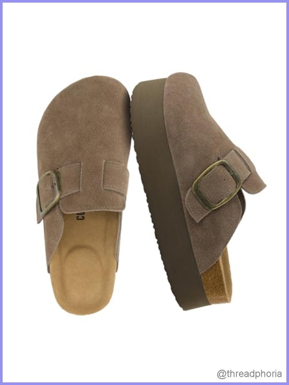 Genuine Suede Cork Footbed Platform Clog +Comfort Wide Widths Available